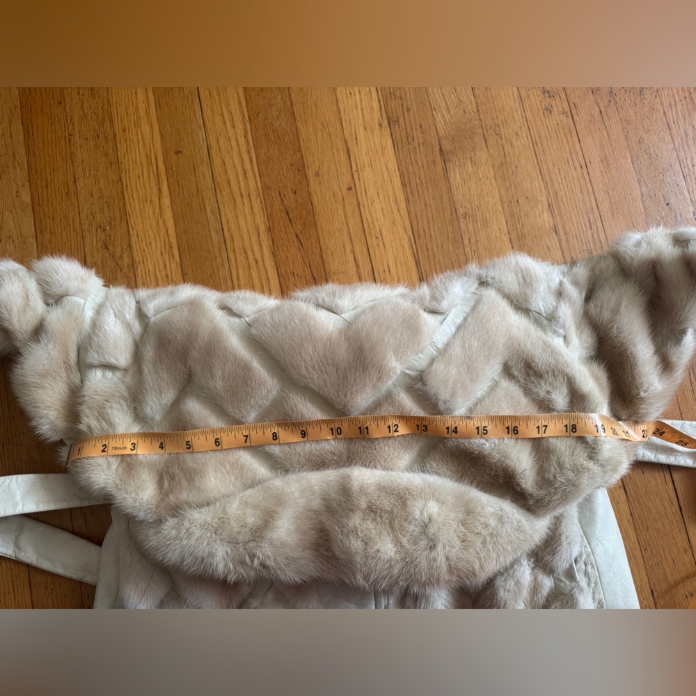 70s Vintage Blond Mink + White Leather Jacket Sz M - Picture 11 of 14